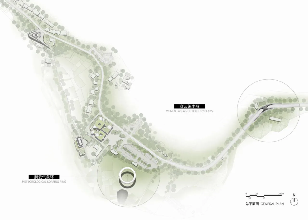 BIM Architecture | From Heaven to Earth: Penetrating through Clouds and Weaving into Wooden Tunnels from Underneath Rocks and Shells; Tengyun Meteorological Environment/Zhu Peidong Line+Architectural Firm