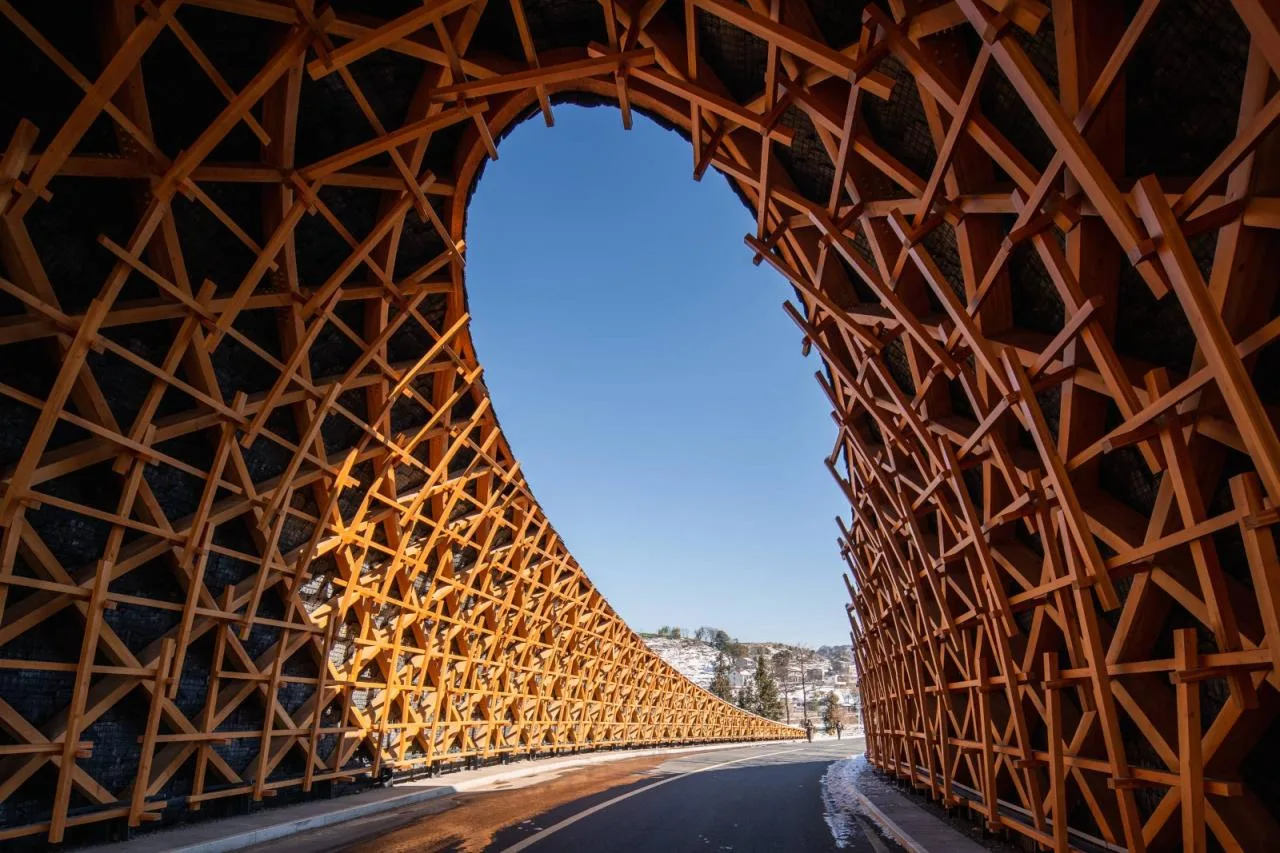 BIM Architecture | From Heaven to Earth: Penetrating through Clouds and Weaving into Wooden Tunnels from Underneath Rocks and Shells; Tengyun Meteorological Environment/Zhu Peidong Line+Architectural Firm