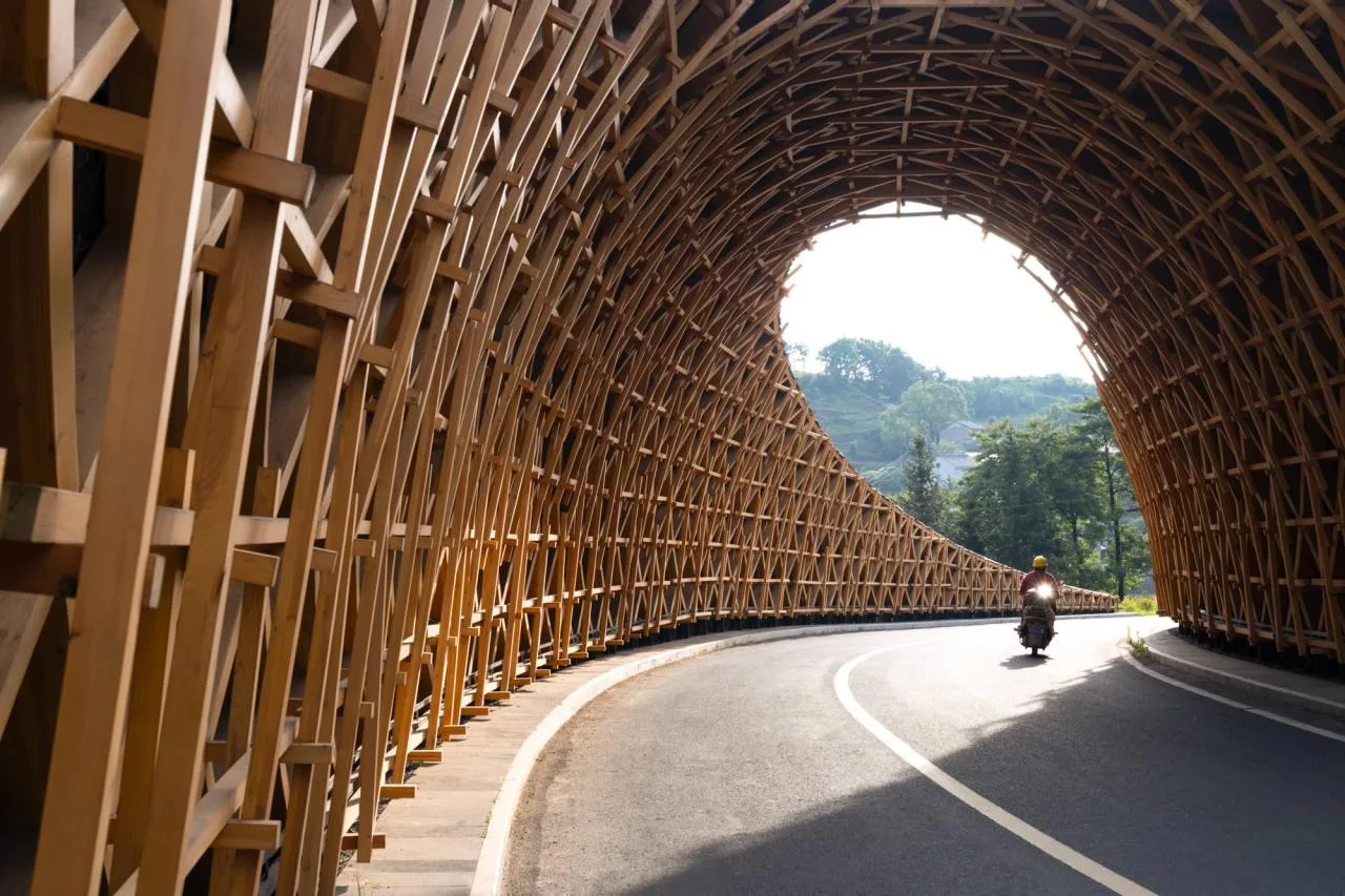BIM Architecture | From Heaven to Earth: Penetrating through Clouds and Weaving into Wooden Tunnels from Underneath Rocks and Shells; Tengyun Meteorological Environment/Zhu Peidong Line+Architectural Firm