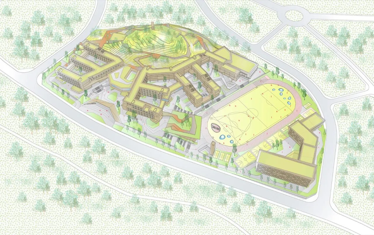BIM Architecture | Three Gorges Bashu Middle School: Harmonious Concerto between Architecture and Earth/Western Architecture Design Works