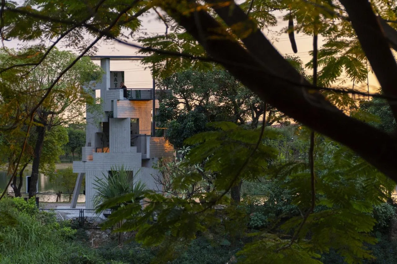 BIM architecture | lush ruins, vertical natural towers/cooperative construction