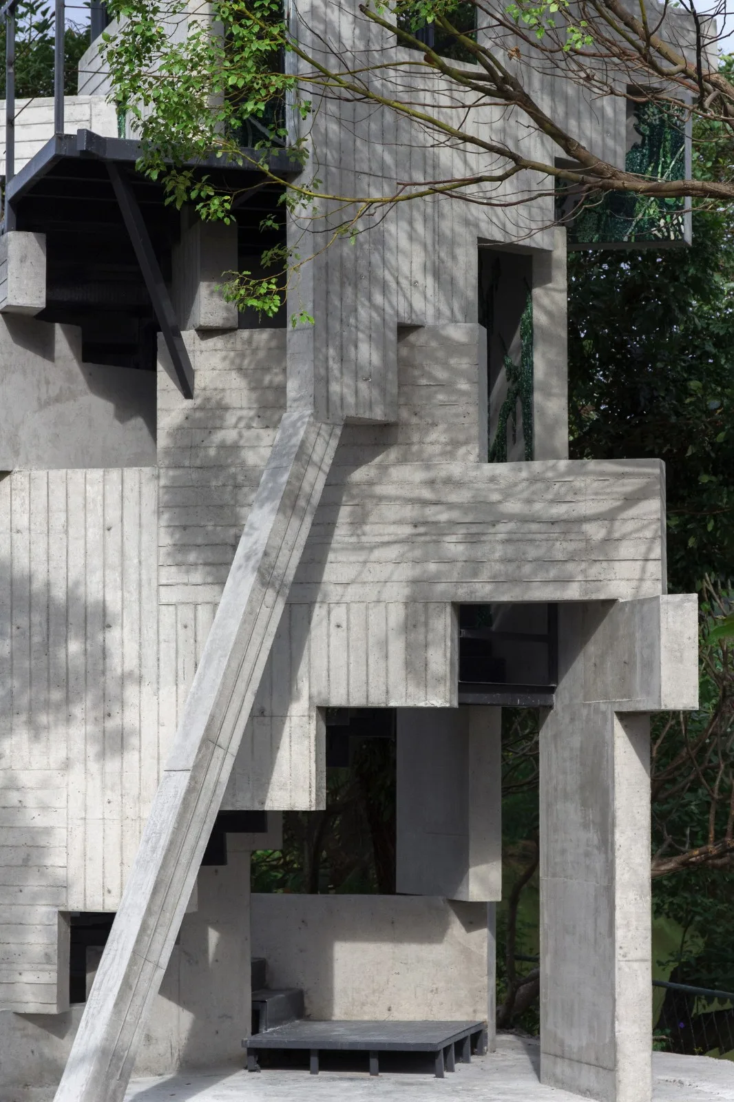BIM architecture | lush ruins, vertical natural towers/cooperative construction