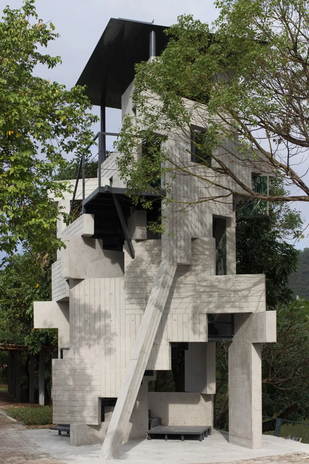 BIM architecture | lush ruins, vertical natural towers/cooperative construction