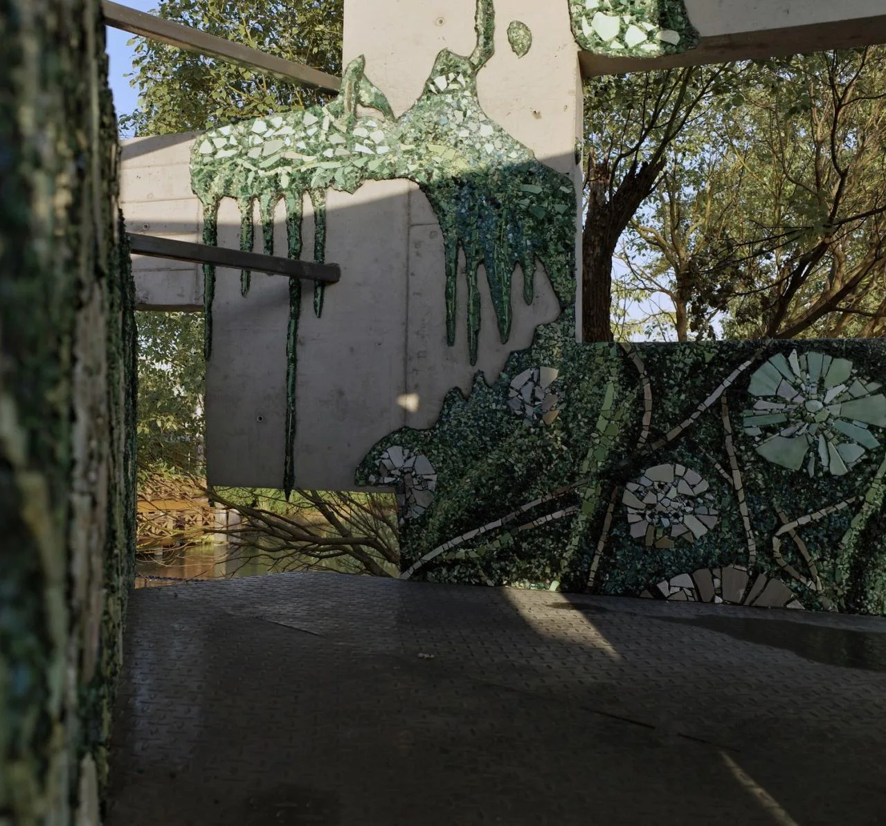 BIM architecture | lush ruins, vertical natural towers/cooperative construction