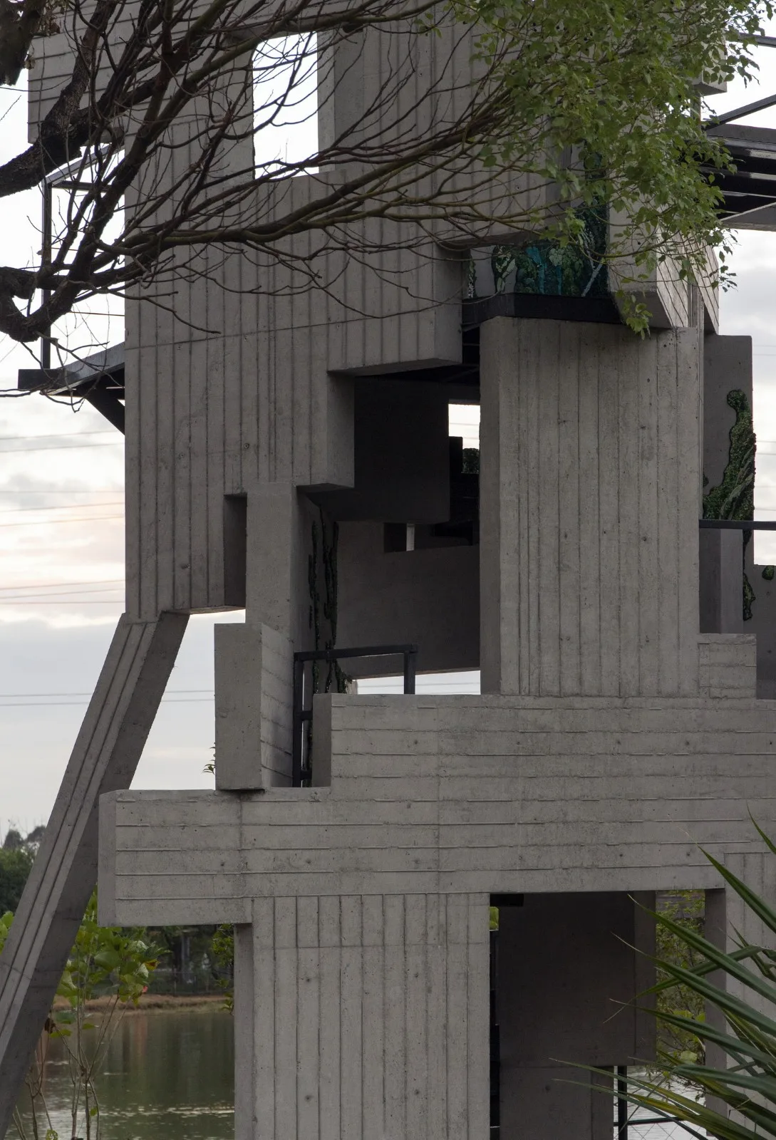 BIM architecture | lush ruins, vertical natural towers/cooperative construction