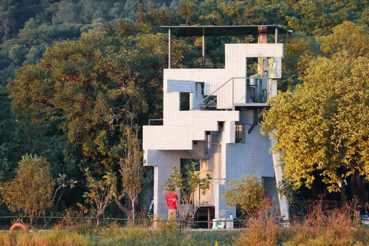 BIM architecture | lush ruins, vertical natural towers/cooperative construction