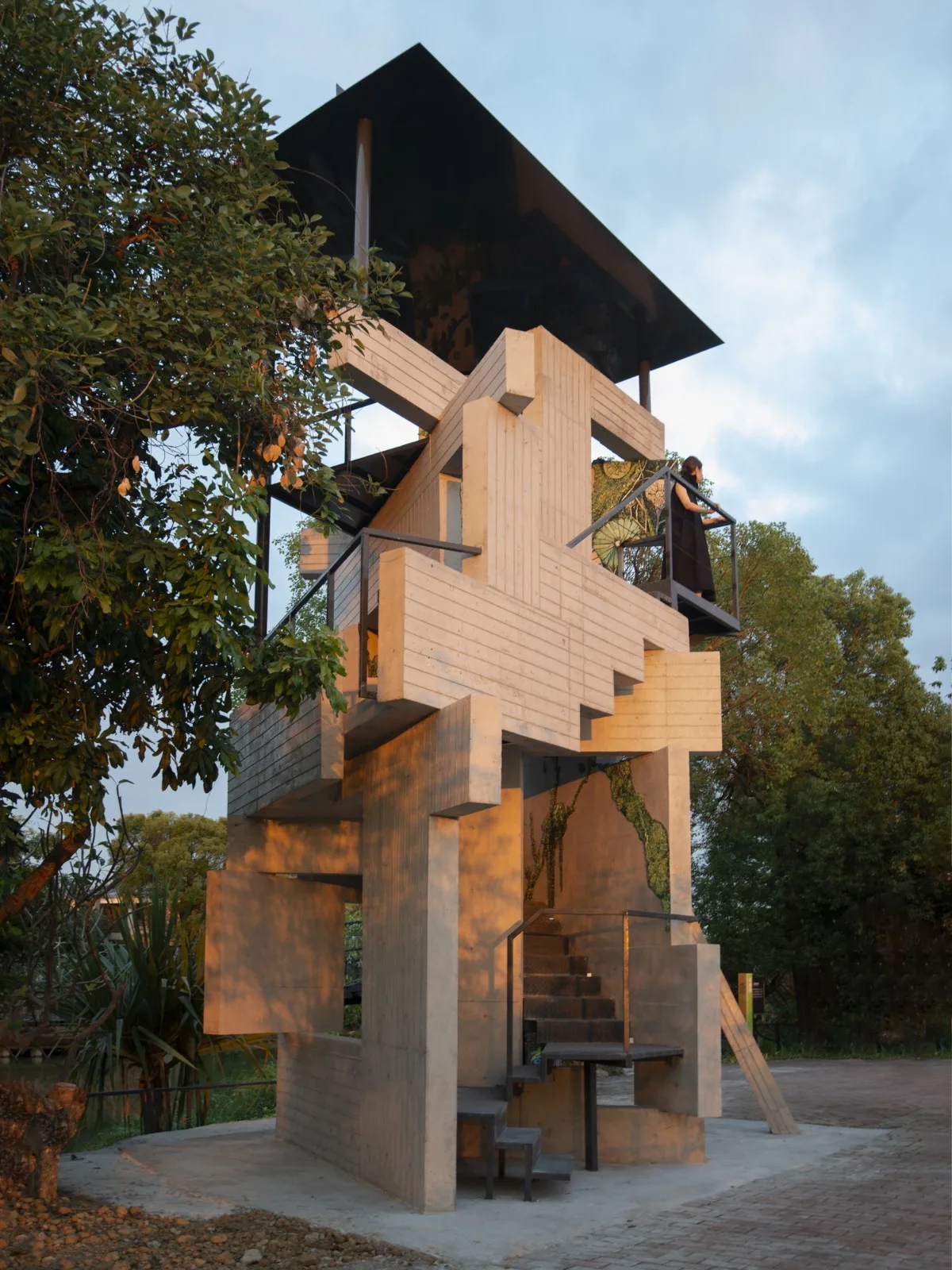 BIM architecture | lush ruins, vertical natural towers/cooperative construction