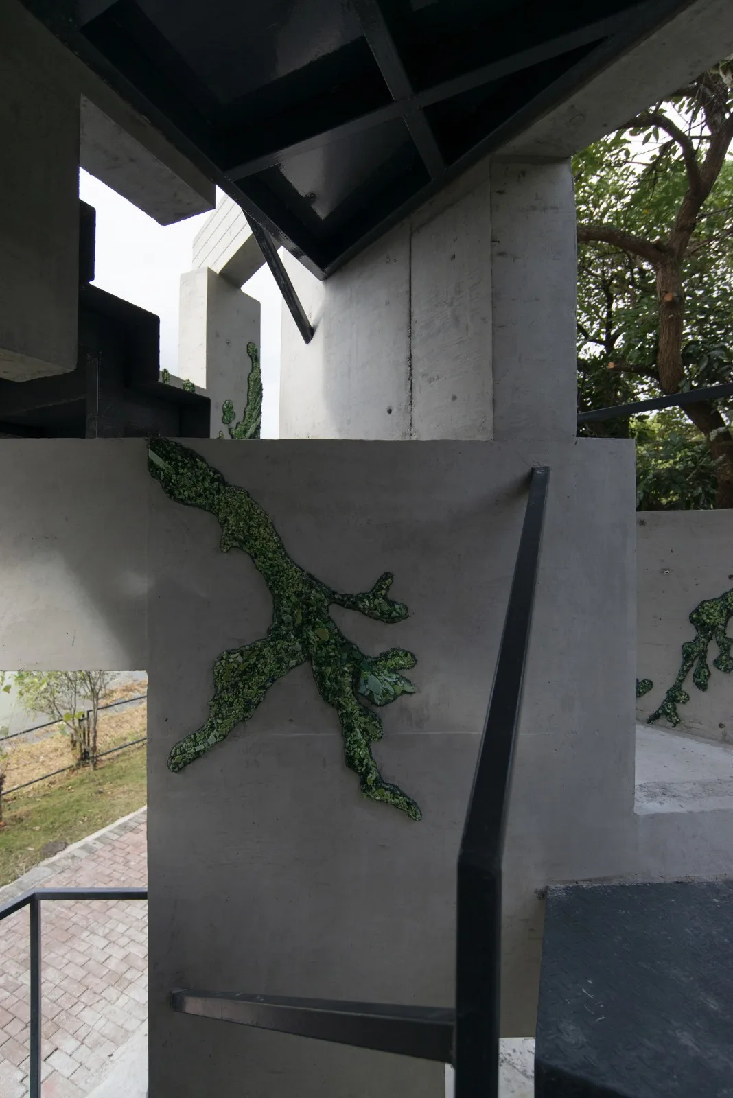BIM architecture | lush ruins, vertical natural towers/cooperative construction