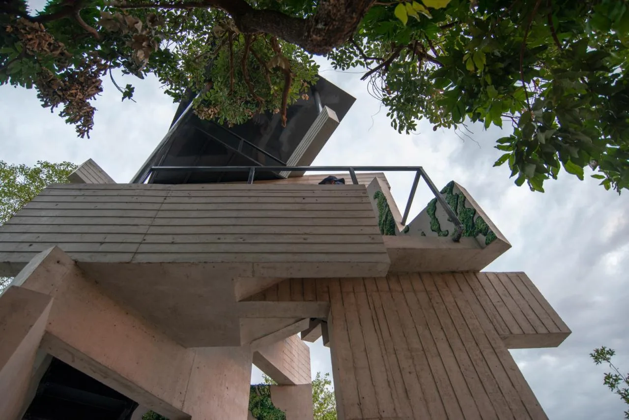 BIM architecture | lush ruins, vertical natural towers/cooperative construction