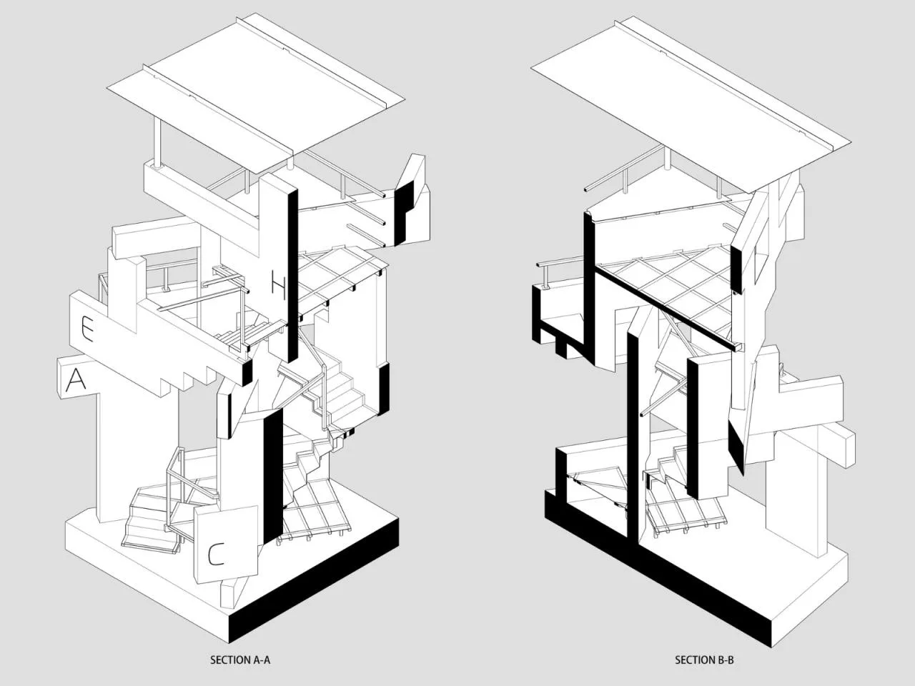 BIM architecture | lush ruins, vertical natural towers/cooperative construction
