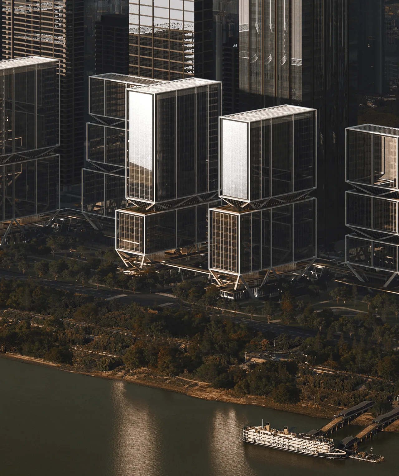 BIM Architecture | Wuhan Yangtze River Center International Competition Plan/Line+Zhu Peidong's Dual Thinking on Urban Coordinates