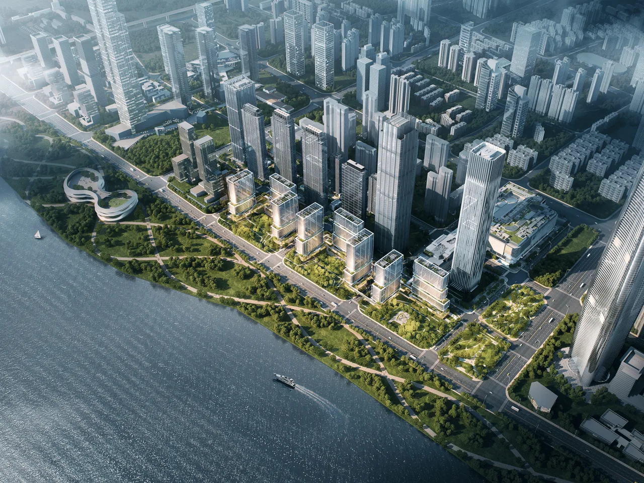 BIM Architecture | Wuhan Yangtze River Center International Competition Plan/Line+Zhu Peidong's Dual Thinking on Urban Coordinates