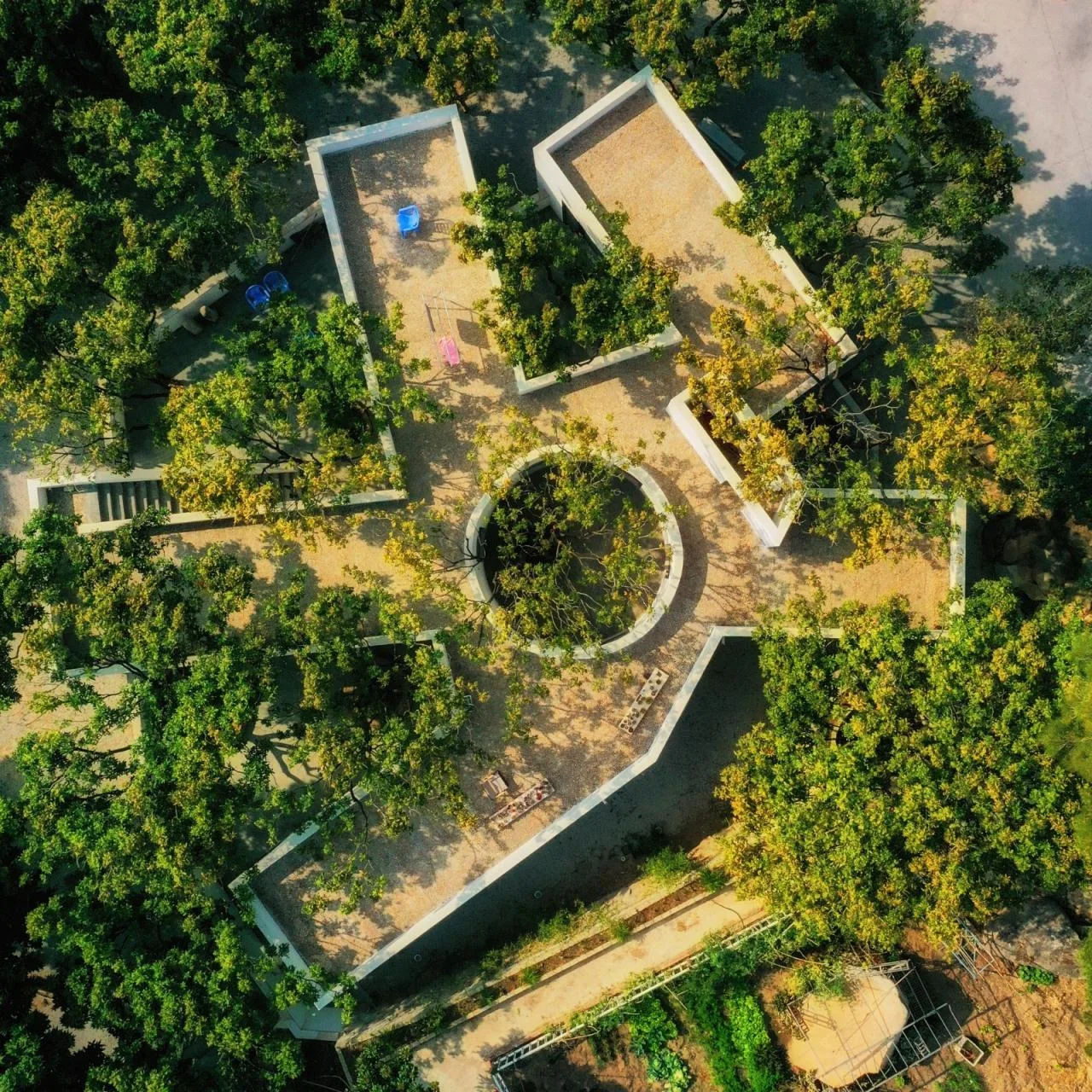 BIM architecture | Yard under longan tree/on-site buildings