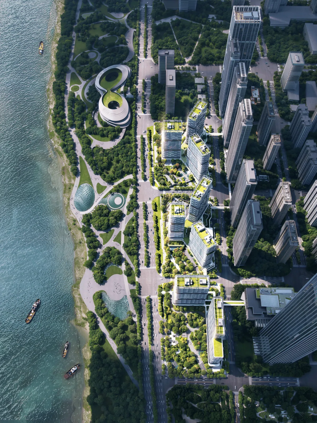 BIM Architecture | Wuhan Yangtze River Skyline, Line+Zhu Peidong's Dual Thinking on Urban Coordinates (Part 2)