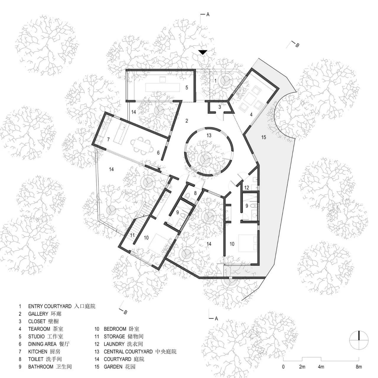 BIM architecture | Yard under longan tree/on-site buildings