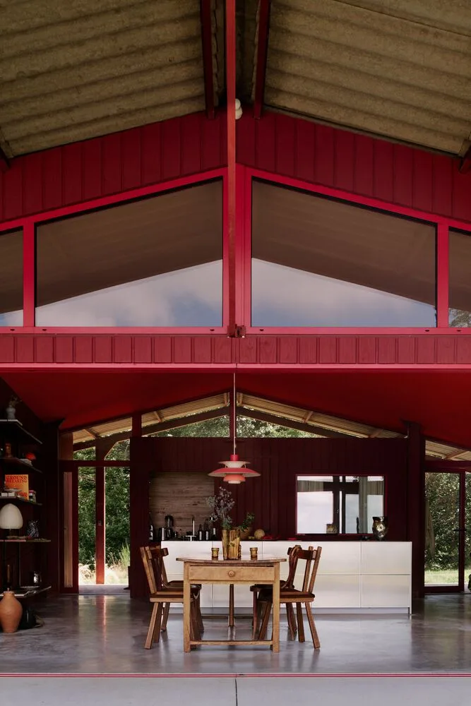 A serene vacation home design with red gemstones hidden in a lush and magnificent environment