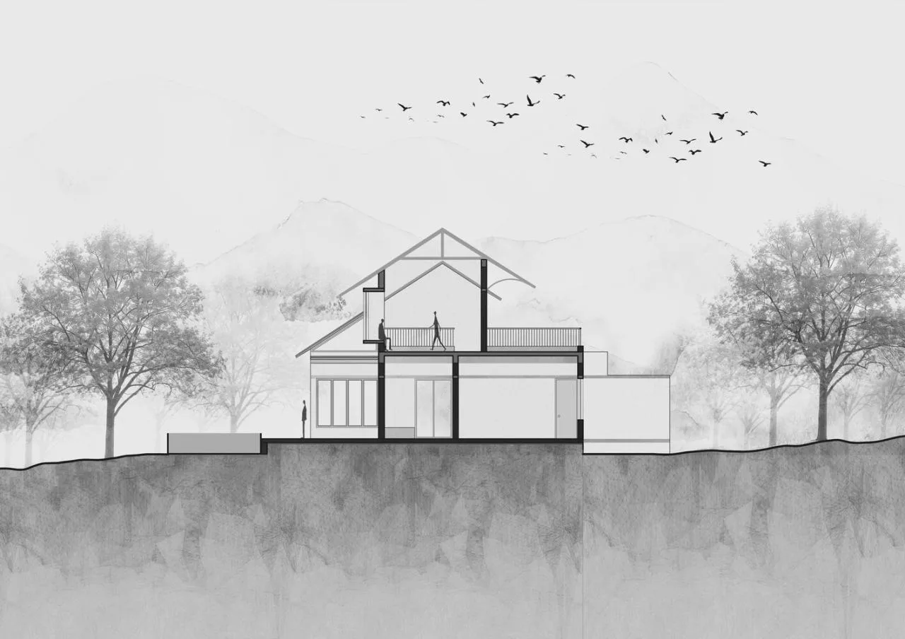 Villa design that responds to research on environmental climate materials and engages in a perfect dialogue with nature