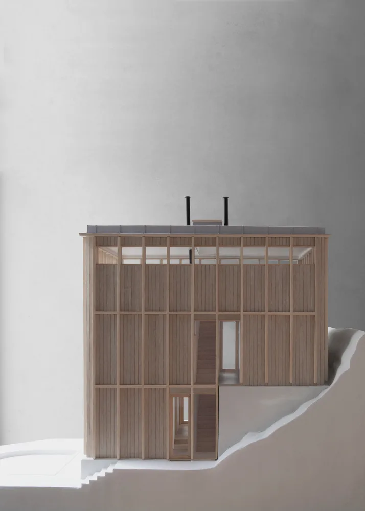 Miracle of architecture by the strait, challenging the terrain to create a stunning view of wooden villa design