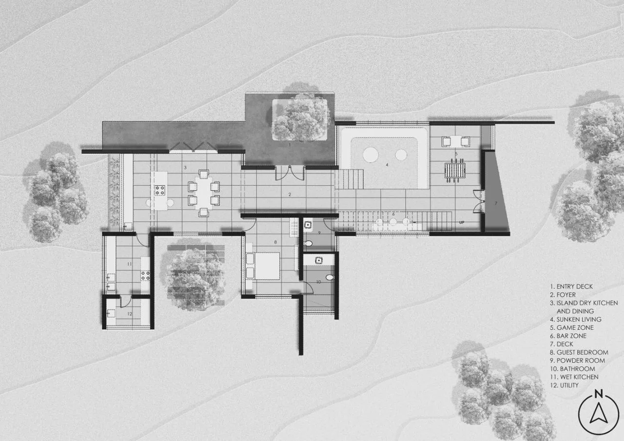 Villa design that responds to research on environmental climate materials and engages in a perfect dialogue with nature