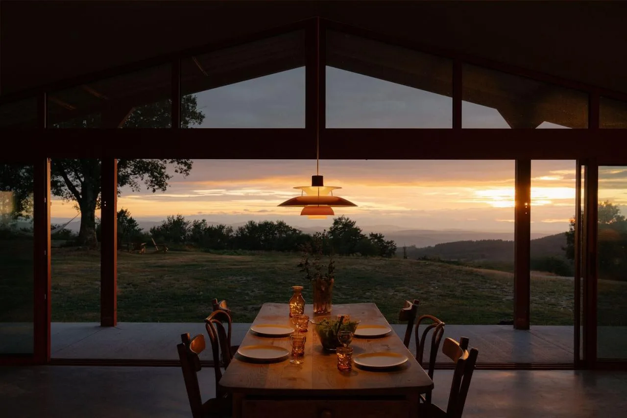 A serene vacation home design with red gemstones hidden in a lush and magnificent environment