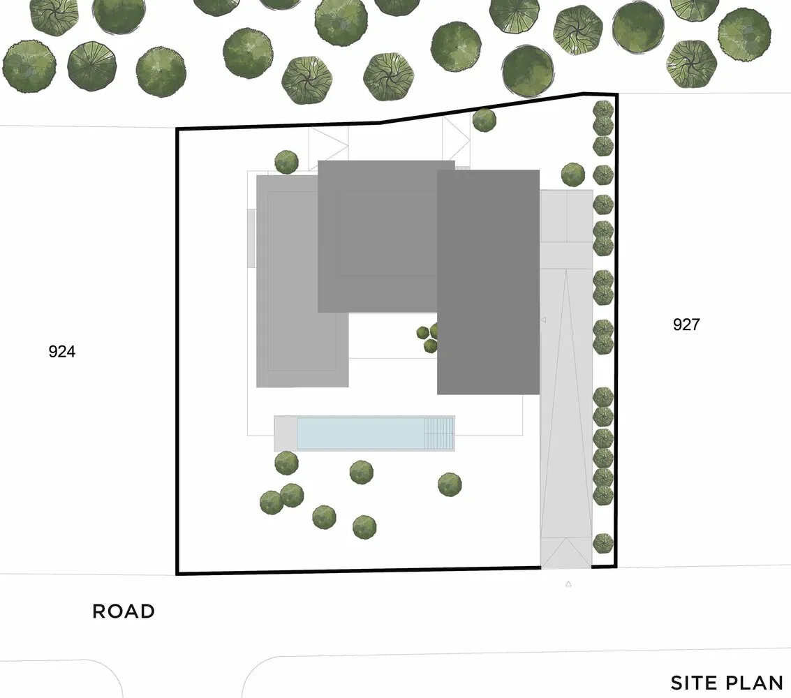 Design of a vacation villa combining concrete and glass for houses flowing through the forest