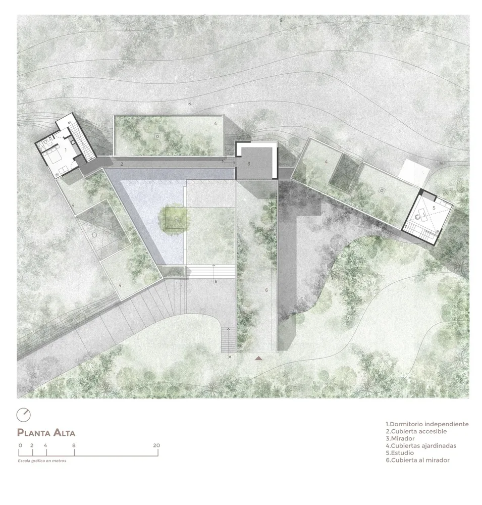Villa design for observing landscape dynamics and experiencing natural emotions from different angles