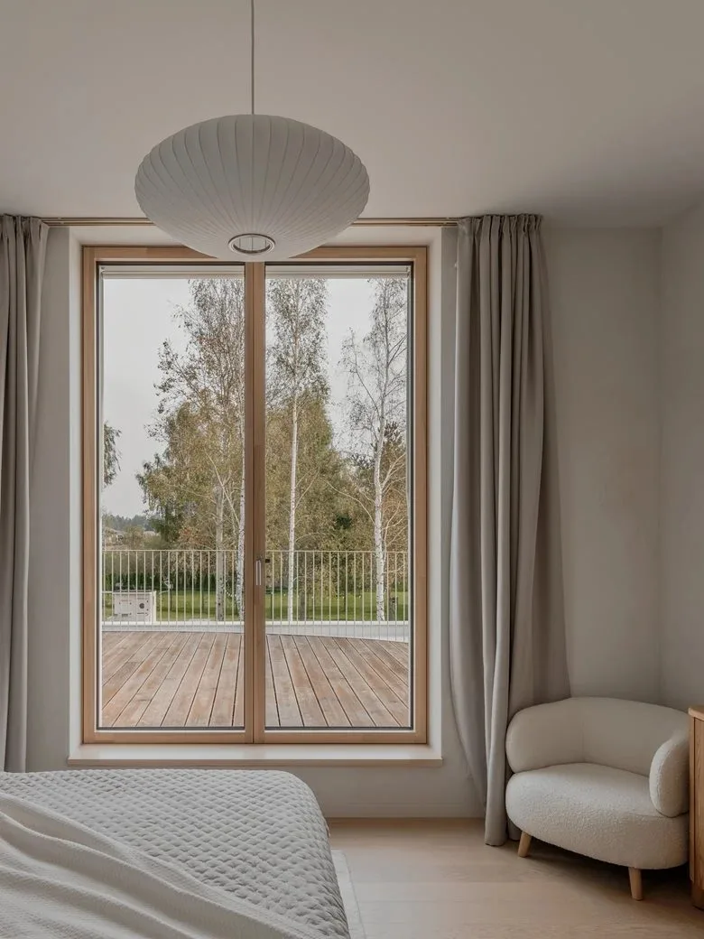 The energy-saving aesthetic details in the birch forest garden are reflected in the ingenious vacation home design