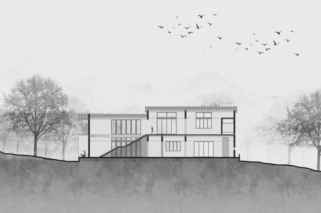 Villa design that responds to research on environmental climate materials and engages in a perfect dialogue with nature