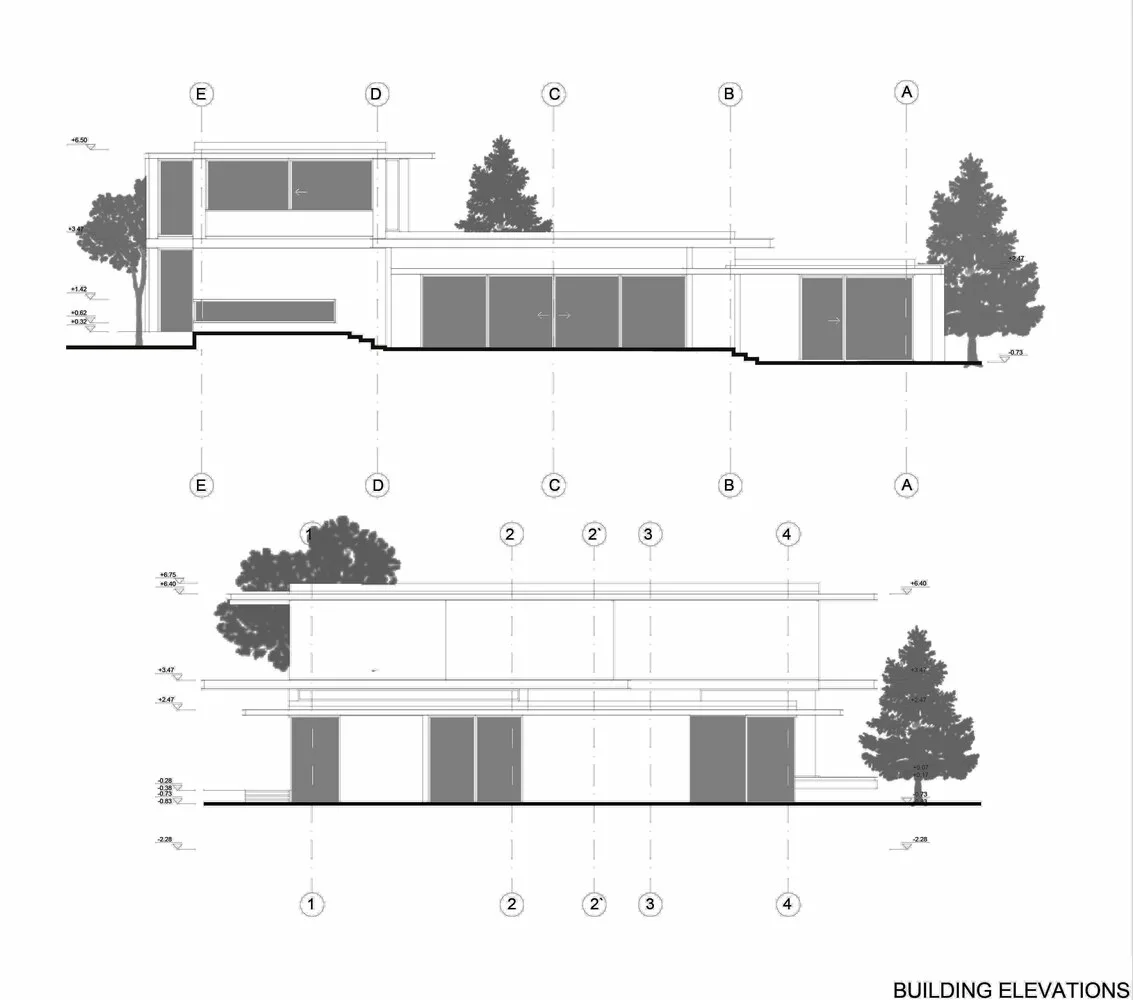Design of a vacation villa combining concrete and glass for houses flowing through the forest